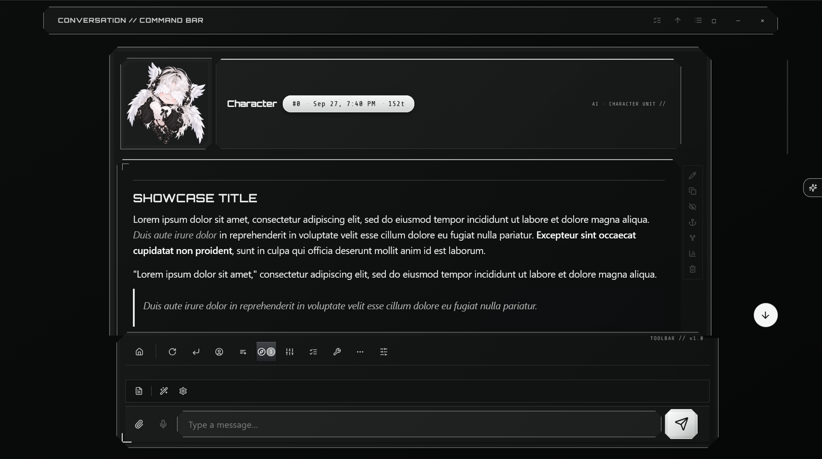 Character message