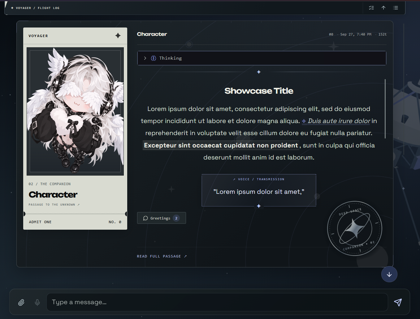 Character message